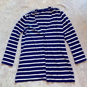 Striped Jersey Knit Cardigan One Button J. Jill Wearever Collection Nautical L